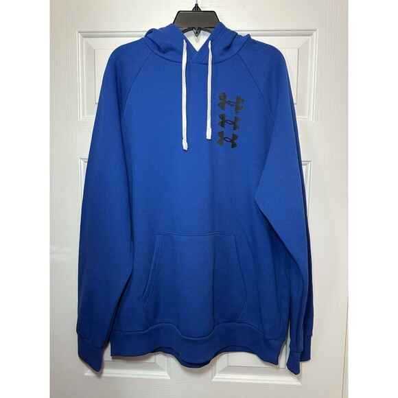 Size XL Under Armour Men Hoodie Sweatshirt Pullover Texture 1389427-432 Blue NEW - Picture 1 of 3